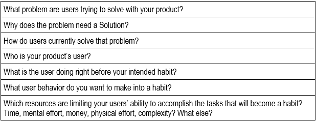 Habit study - Questions on habits